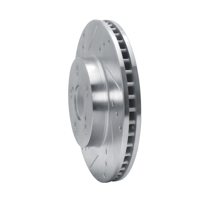 Lexus CT200h Brake Rotor (1) - Front Left - R1 Concepts - Drilled & Slotted - Silver - `10-`17